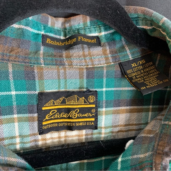 Eddie Bauer Cotton Bainbridge Flannel Men’s Button Up Long Sleeve, size XL - Picture 2 of 10